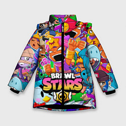Куртка зимняя для девочки BRAWL STARS SANDY, цвет: 3D-черный