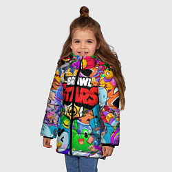 Куртка зимняя для девочки BRAWL STARS, цвет: 3D-красный — фото 2