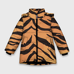 Куртка зимняя для девочки Тигриный камуфляж, цвет: 3D-черный