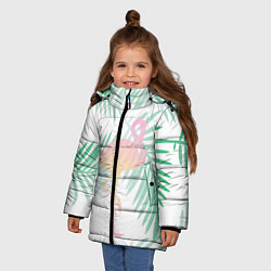 Куртка зимняя для девочки Фламинго в джунглях, цвет: 3D-светло-серый — фото 2