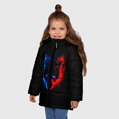 Зимняя куртка для девочки Волк / 3D-Светло-серый – фото 3