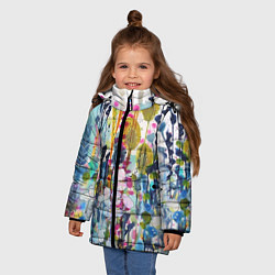 Куртка зимняя для девочки Watercolor Flowers, цвет: 3D-черный — фото 2