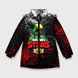 Куртка зимняя для девочки Brawl Stars:LEON, цвет: 3D-черный