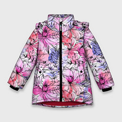 Зимняя куртка для девочки Акварельные цветы