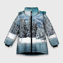 Куртка зимняя для девочки Зимний лес, цвет: 3D-черный