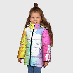 Куртка зимняя для девочки Котоколлаж 05, цвет: 3D-черный — фото 2