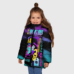 Куртка зимняя для девочки Приключения ДжоДжо, цвет: 3D-светло-серый — фото 2