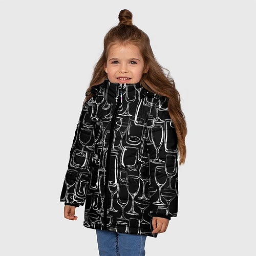 Зимняя куртка для девочки Стеклянный бармен / 3D-Светло-серый – фото 3