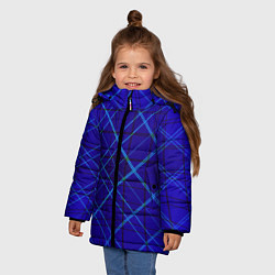 Куртка зимняя для девочки Сине-черная геометрия 3D, цвет: 3D-черный — фото 2