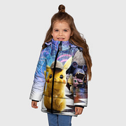 Куртка зимняя для девочки Детектив Пикачу, цвет: 3D-черный — фото 2