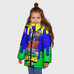 Куртка зимняя для девочки Brawl Stars Леон х Дэррил, цвет: 3D-черный — фото 2