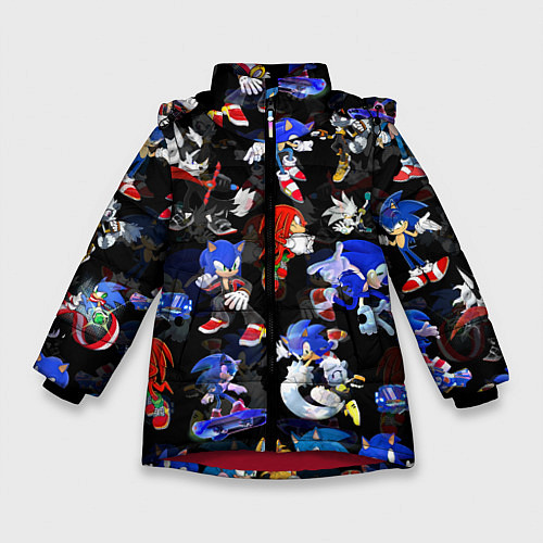 Зимняя куртка для девочки Sonic паттерн / 3D-Красный – фото 1