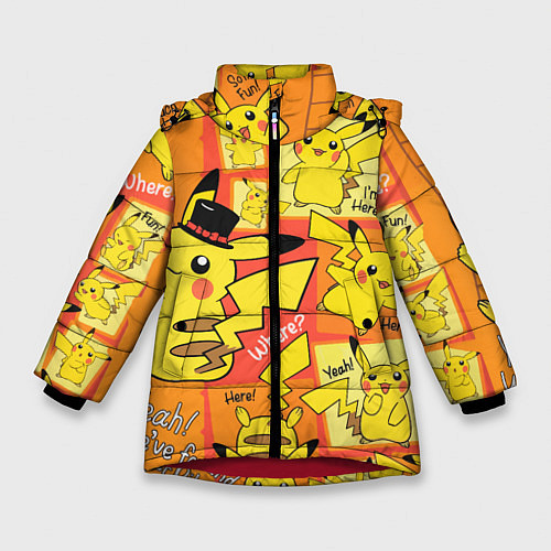 Зимняя куртка для девочки Pikachu / 3D-Красный – фото 1