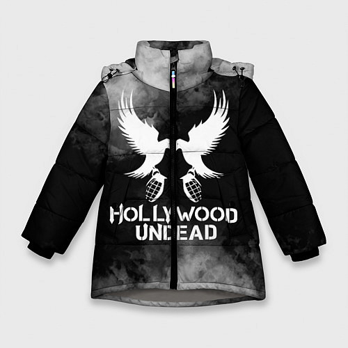 Зимняя куртка для девочки Hollywood Undead / 3D-Светло-серый – фото 1