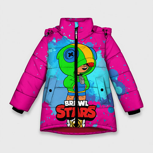 Зимняя куртка для девочки Brawl Stars Leon брызги / 3D-Красный – фото 1