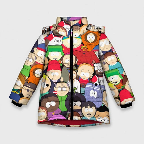 Зимняя куртка для девочки South Park персонажи / 3D-Красный – фото 1