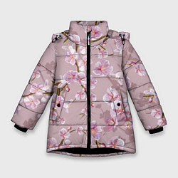 Куртка зимняя для девочки САКУРА, цвет: 3D-черный