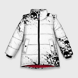 Куртка зимняя для девочки БЕЛЫЕ ЧЕРЕПА, цвет: 3D-красный