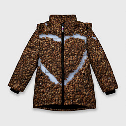 Куртка зимняя для девочки I love гречка, цвет: 3D-черный