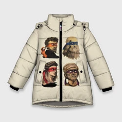 Куртка зимняя для девочки Настоящие Черепашки, цвет: 3D-светло-серый