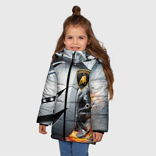Зимняя куртка для девочки Lamborghini / 3D-Светло-серый – фото 3