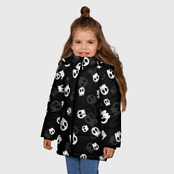 Куртка зимняя для девочки НЕОНОВЫЕ ЧЕРЕПА, цвет: 3D-черный — фото 2
