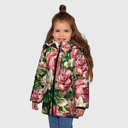 Куртка зимняя для девочки ЦВЕТЫ, цвет: 3D-черный — фото 2
