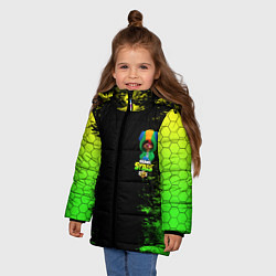 Куртка зимняя для девочки Бравл Старс Леон, цвет: 3D-черный — фото 2