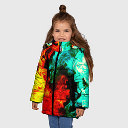 Куртка зимняя для девочки БИТВА ОГНЕЙ, цвет: 3D-черный — фото 2