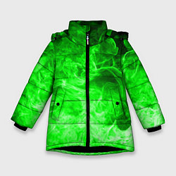 Куртка зимняя для девочки ОГОНЬ GREEN NEON, цвет: 3D-черный