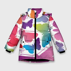 Зимняя куртка для девочки Разноцветные бабочки