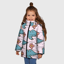 Куртка зимняя для девочки Стайка птиц, цвет: 3D-черный — фото 2