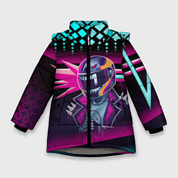 Куртка зимняя для девочки НЕОНОВЫЙ ГОНЩИК, цвет: 3D-светло-серый