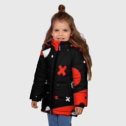 Куртка зимняя для девочки ФИГУРКИ, цвет: 3D-черный — фото 2