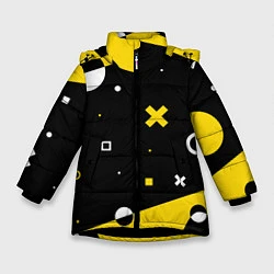 Куртка зимняя для девочки ФИГУРКИ, цвет: 3D-черный