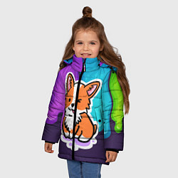Куртка зимняя для девочки Милый корги, цвет: 3D-красный — фото 2