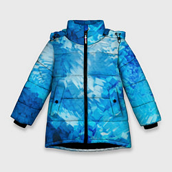Куртка зимняя для девочки Cине-белая абстрактная живопис, цвет: 3D-черный
