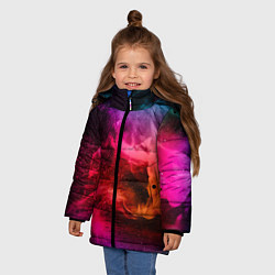 Куртка зимняя для девочки ЦВЕТНОЙ ДЫМ, цвет: 3D-черный — фото 2