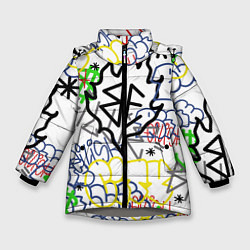 Куртка зимняя для девочки BILLIE EILISH GRAFFITI, цвет: 3D-светло-серый