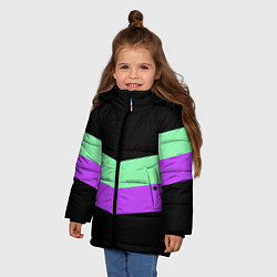 Куртка зимняя для девочки Колор блок, цвет: 3D-черный — фото 2