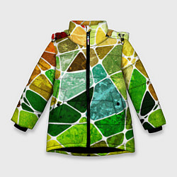 Куртка зимняя для девочки Мозаика, цвет: 3D-черный