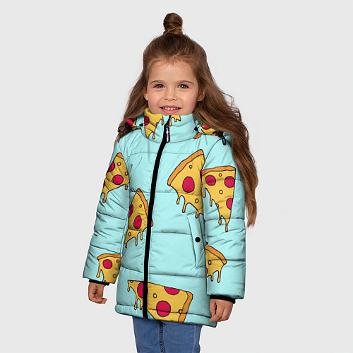 Зимняя куртка для девочки Ароматная пицца / 3D-Светло-серый – фото 3