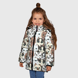Куртка зимняя для девочки Кошачьи моськи, цвет: 3D-черный — фото 2