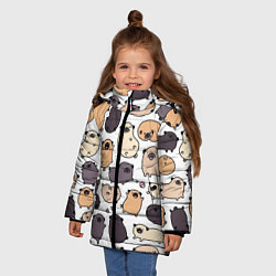 Куртка зимняя для девочки Милые мопсы, цвет: 3D-черный — фото 2