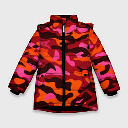 Куртка зимняя для девочки CAMOUFLAGE RED, цвет: 3D-черный