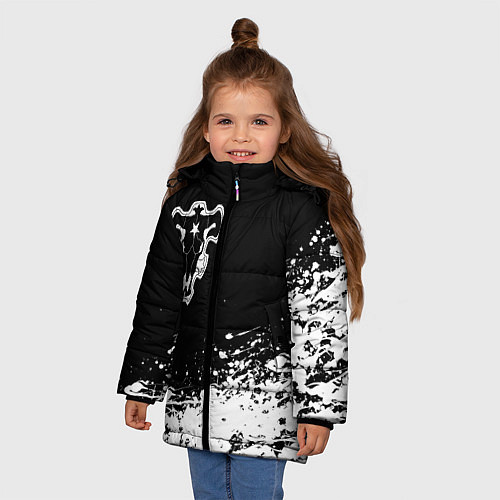 Зимняя куртка для девочки Черный Клевер Черный Бык 6 / 3D-Светло-серый – фото 3