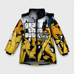 Куртка зимняя для девочки GTA5, цвет: 3D-светло-серый