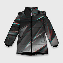 Куртка зимняя для девочки GEOMETRY STRIPES GLITCH, цвет: 3D-черный