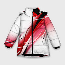 Куртка зимняя для девочки GEOMETRY STRIPES RED, цвет: 3D-черный