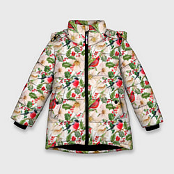 Куртка зимняя для девочки Краски лета, цвет: 3D-черный